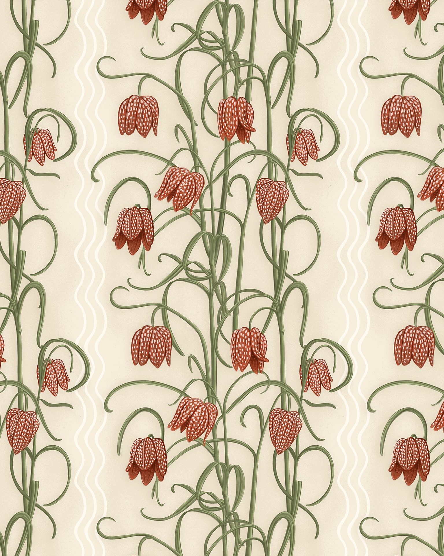 Campanas Wallpaper, neutral and burnt orange-zoom-2
