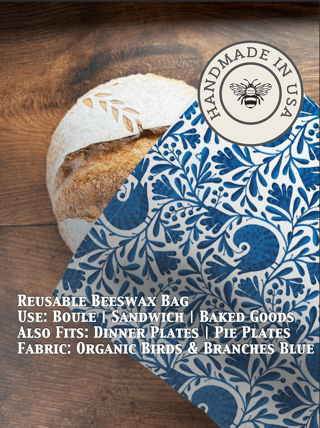Beeswax Bread Bag | Reusable Cotton Food Storage Bag - Aware House - Five Oaks Farm -
