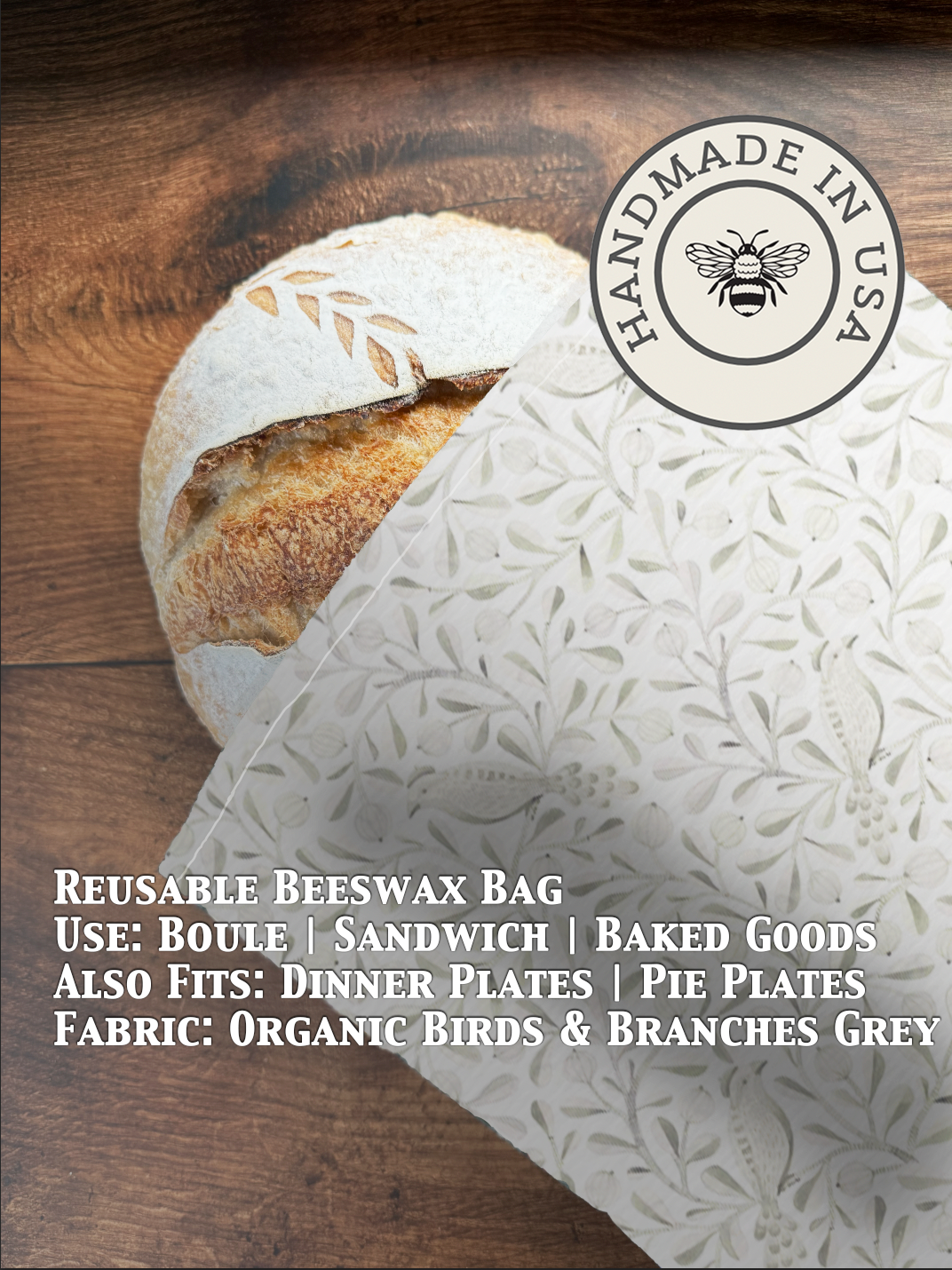 Beeswax Bread Bag | Reusable Cotton Food Storage Bag-zoom-43
