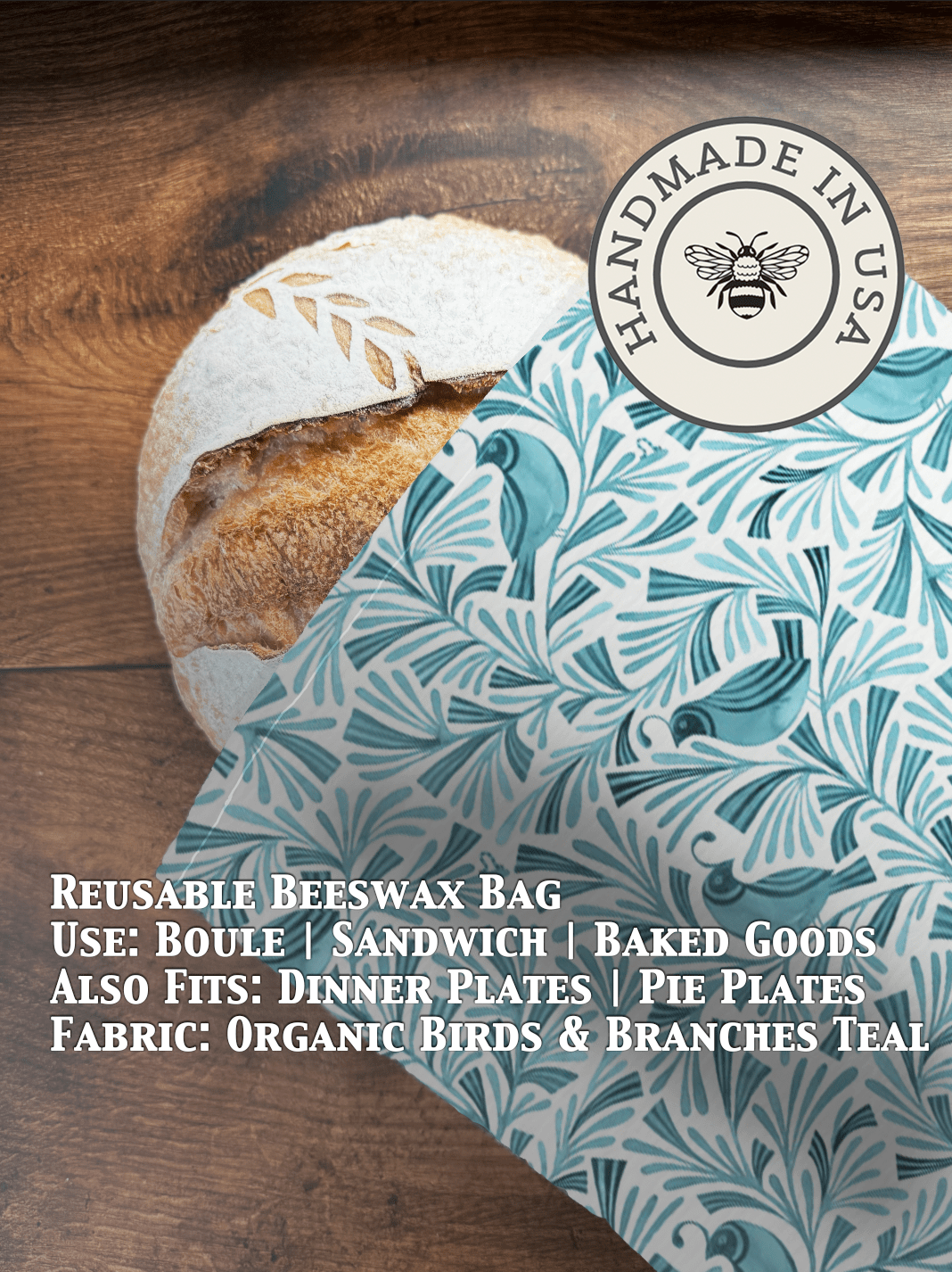 Beeswax Bread Bag | Reusable Cotton Food Storage Bag - Aware House - Five Oaks Farm -