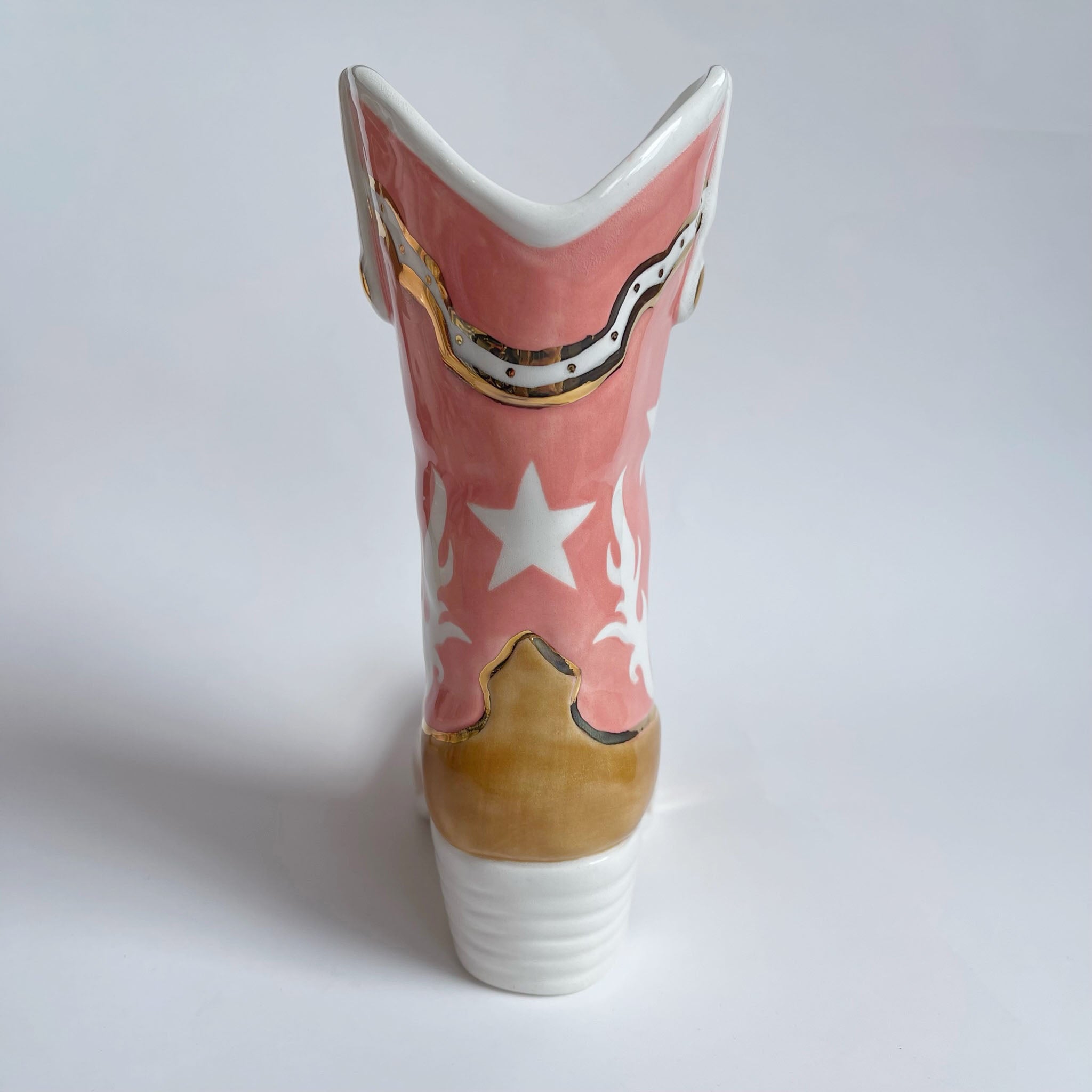 Two Tone Monogrammed Cowboy Boot Vase - Aware House