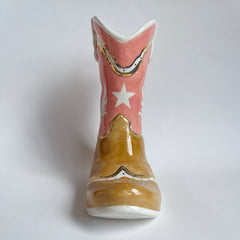 Two Tone Monogrammed Cowboy Boot Vase - Aware House