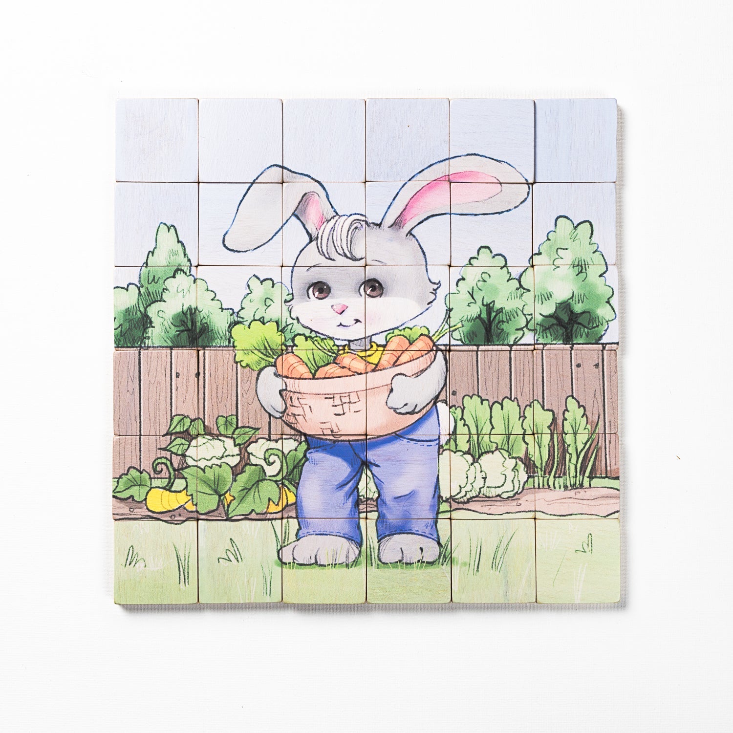 Magic Magnetic Wooden Puzzle with Cotton Bag | Bunny Gardener-zoom-1