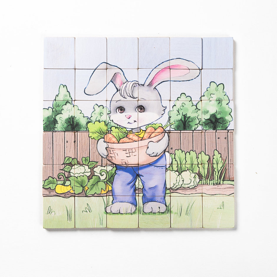 Magic Magnetic Wooden Puzzle with Cotton Bag | Bunny Gardener