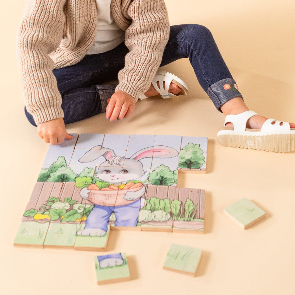 Magic Magnetic Wooden Puzzle with Cotton Bag | Bunny Gardener