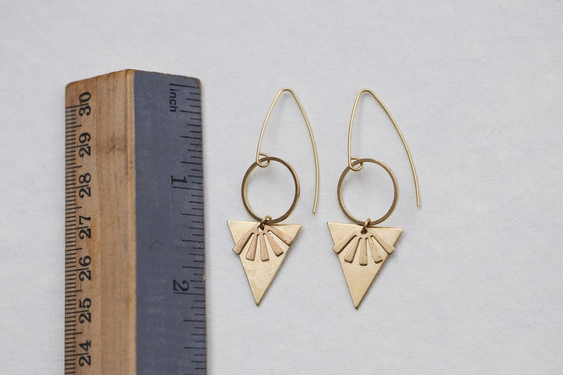 Sun Beam Earrings | Brass-zoom-
