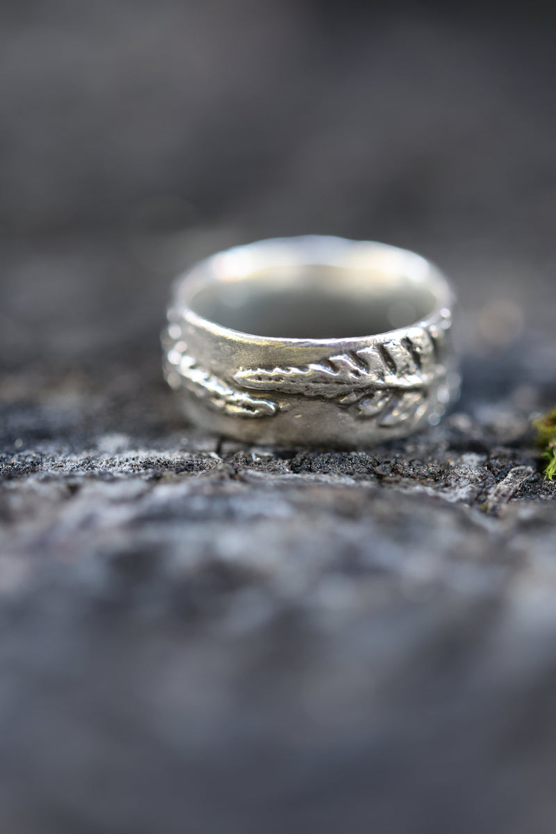 Fern Ring Band | Recycled Sterling Silver-zoom-