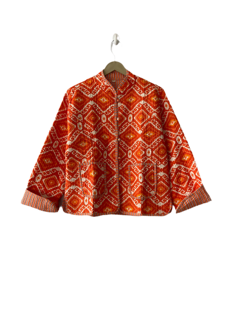 The Charlotte Jacket in Orange Zig Zag-zoom-