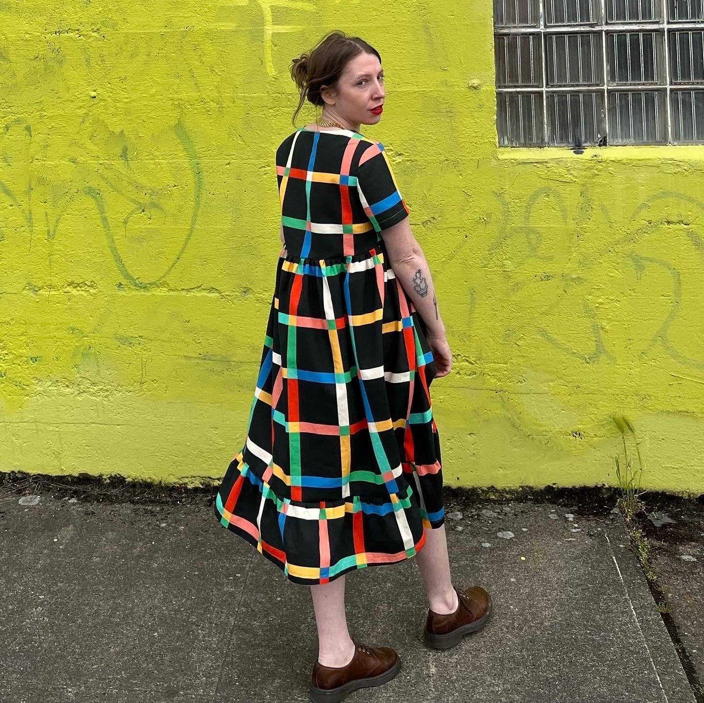 Billie Dress | Chunky Windowpane Black-zoom-3