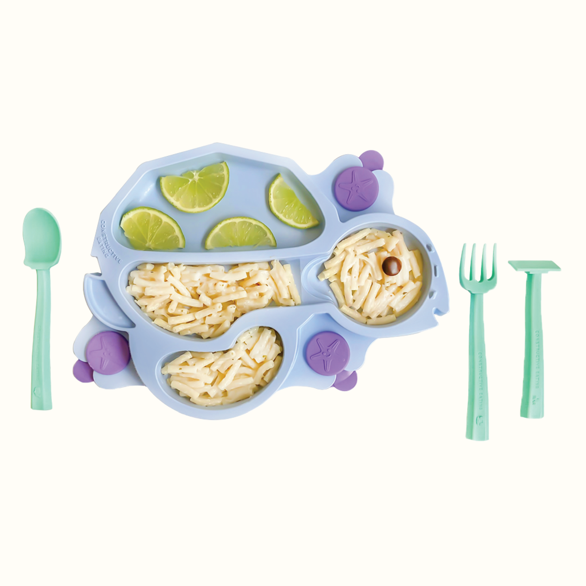 Turtle Training Plate and Utensils - Aware House - Constructive Eating -