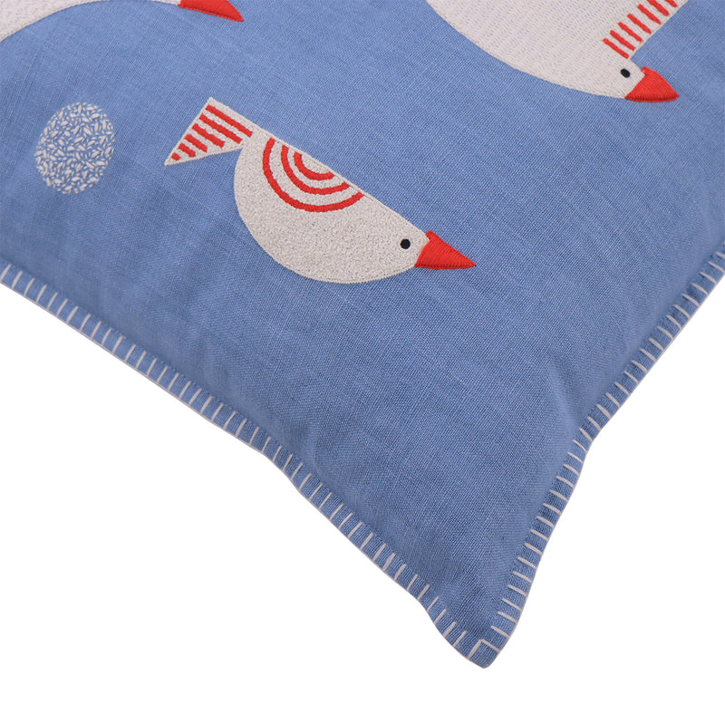 Hand Embroidered Birds Pillow Cover | In Flight-zoom-