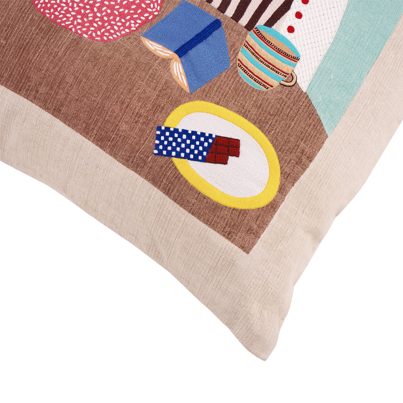 Hand Embroidered Still Life Pillow Cover | Coffee-zoom-3