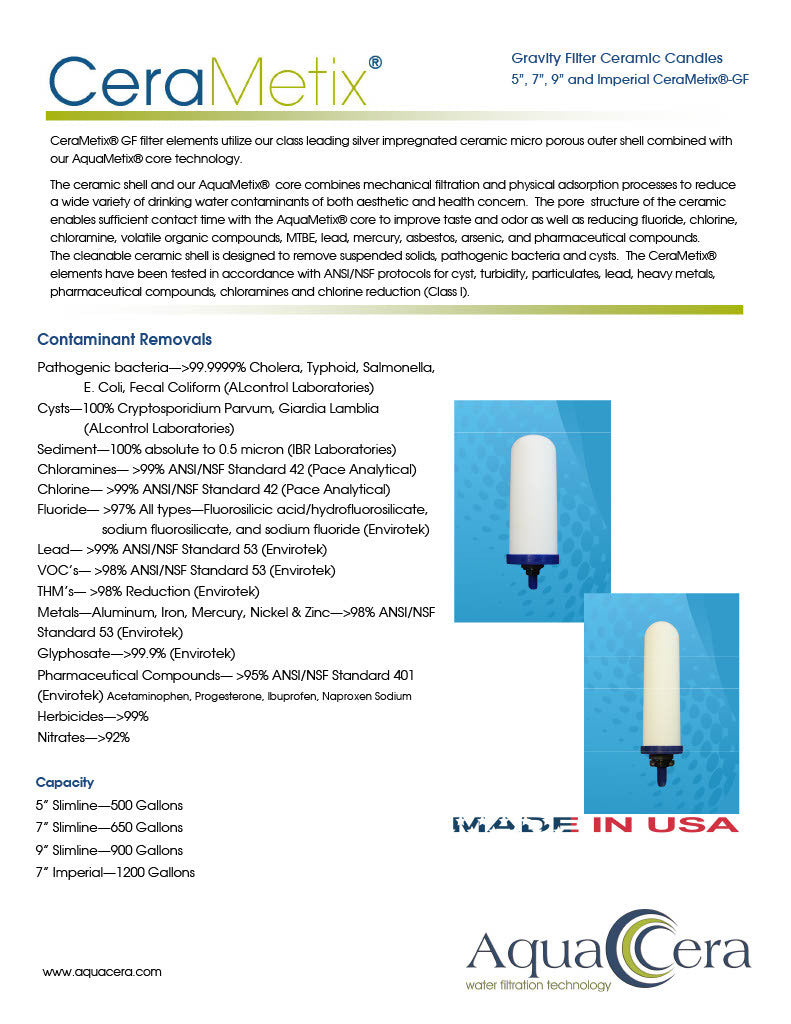 CeraMetix® 7" Slimline GF Gravity - Chloramine, Lead, Fluoride & PFAS Reduction-zoom-