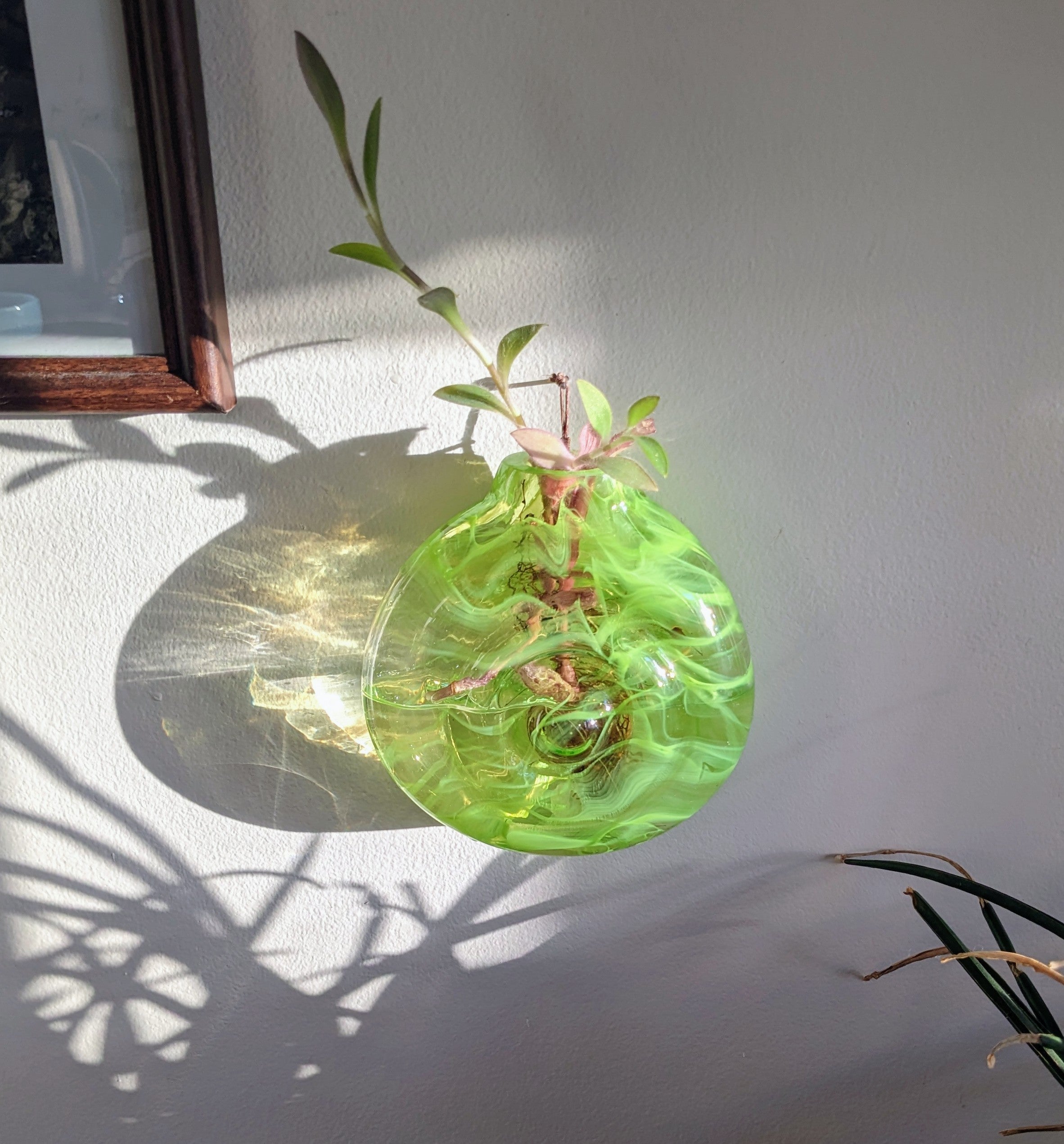 Chartreuse Green Hanging Ripple Vase