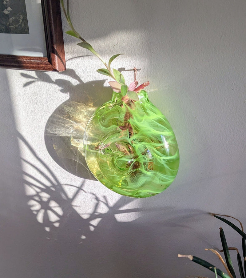 Chartreuse Green Hanging Ripple Vase-zoom-