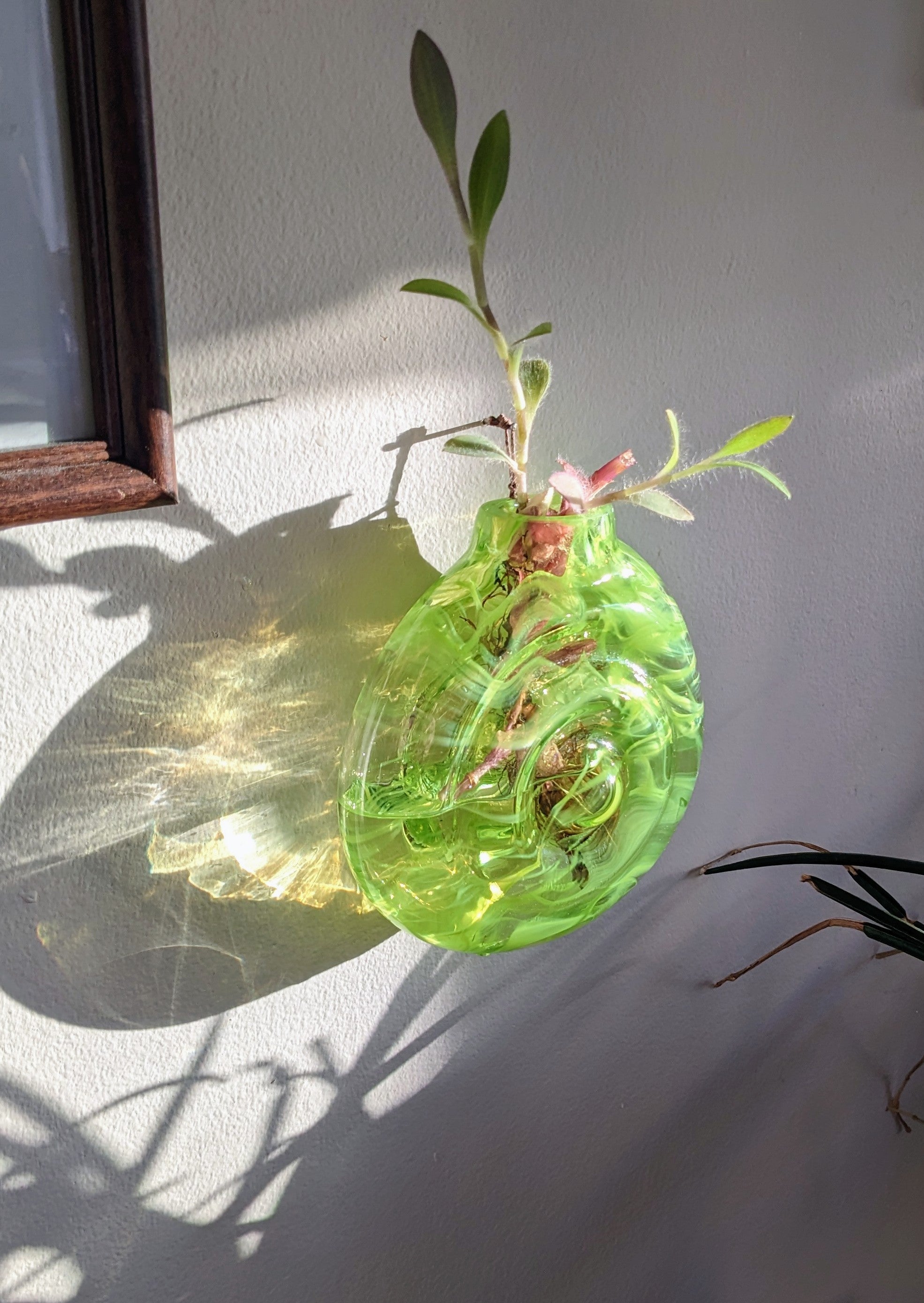 Chartreuse Green Hanging Ripple Vase