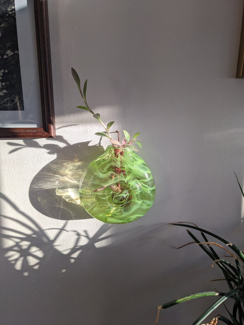 Chartreuse Green Hanging Ripple Vase-zoom-