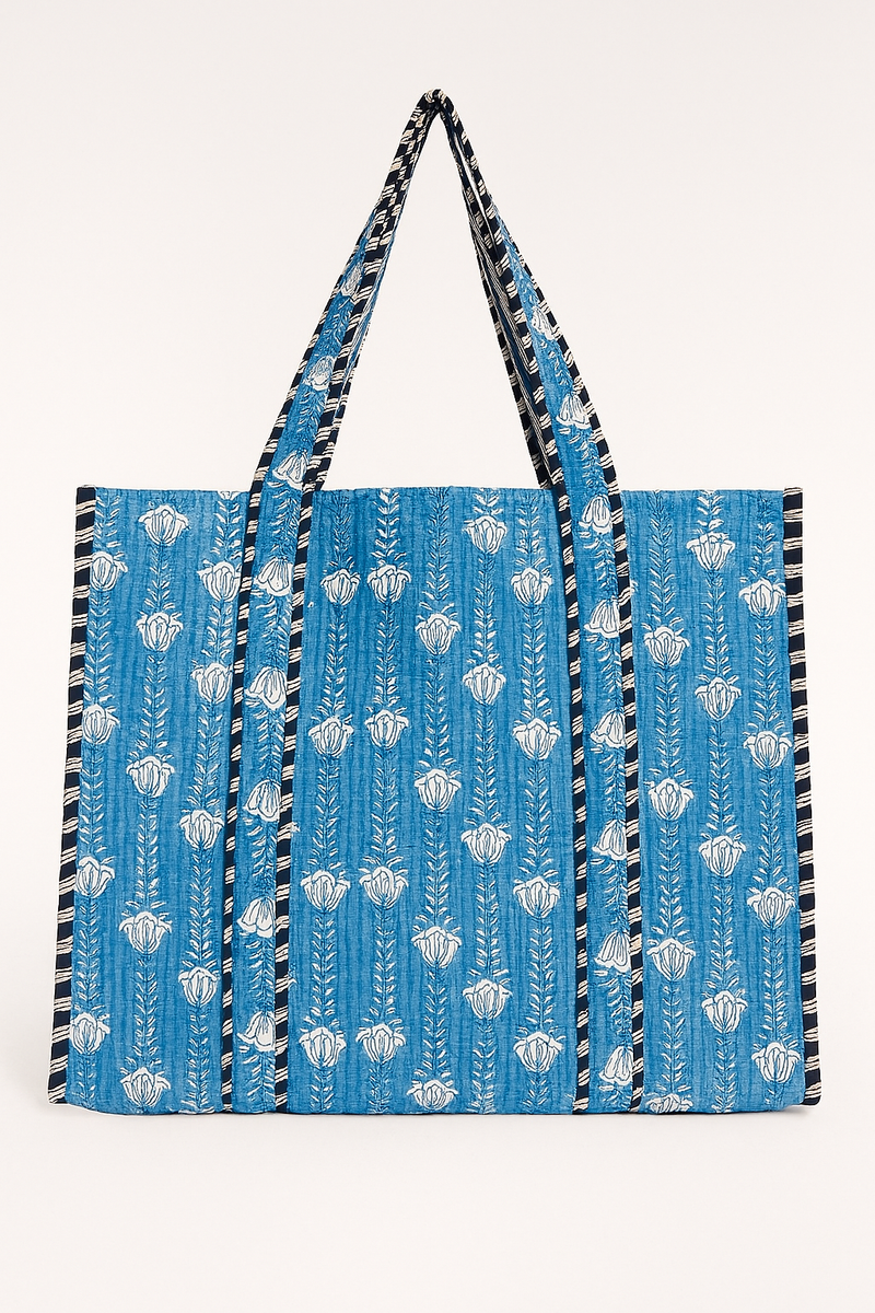 Blue & White Blooms Tote-zoom-