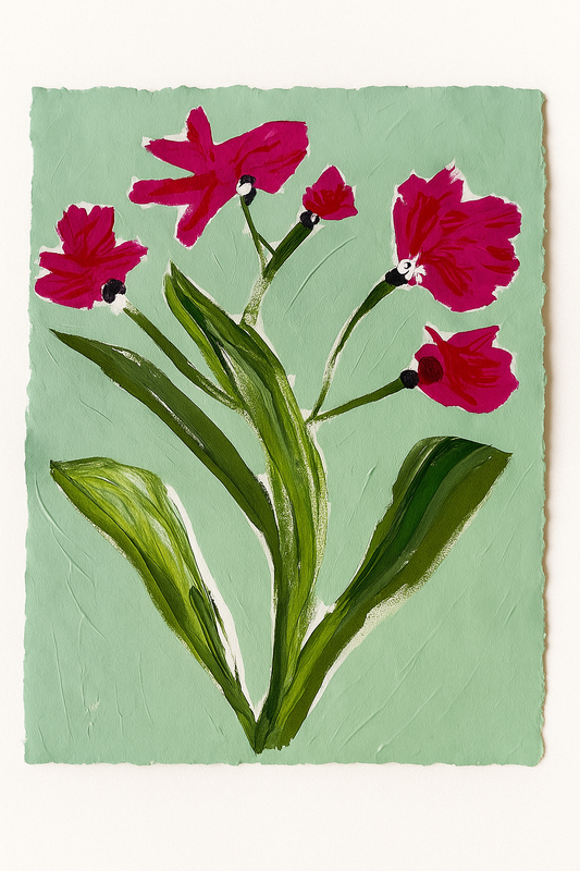 Pink Zinnia Acrylic Painting