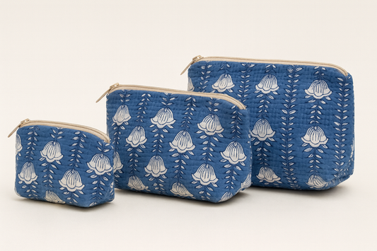 Blue Blooms Cosmetic Bag