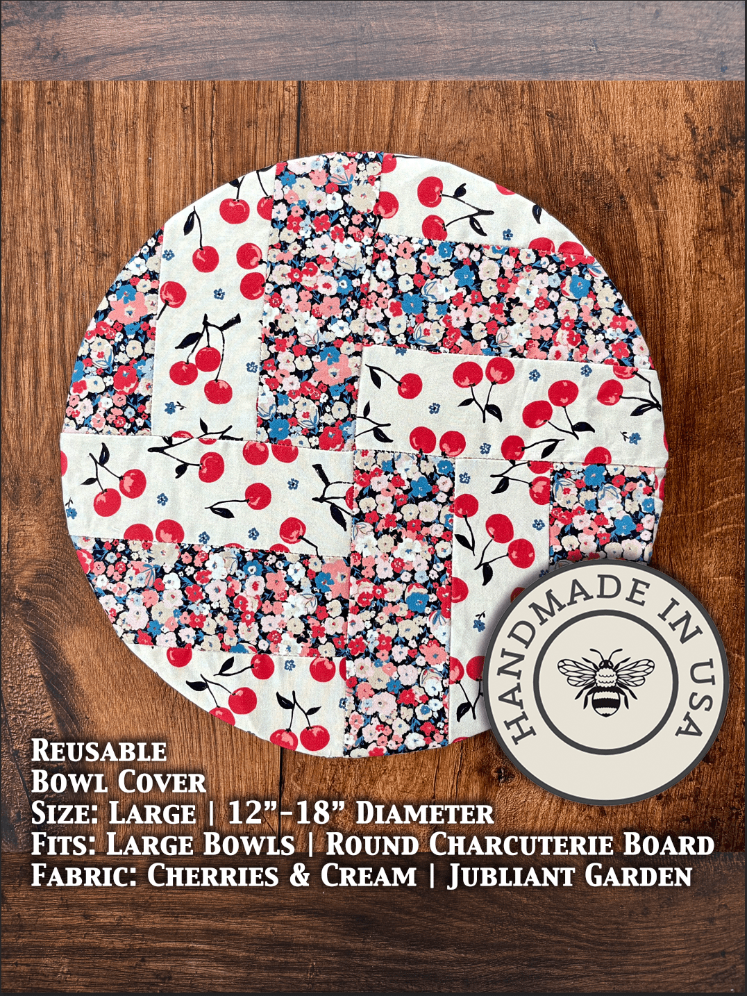 Large Reusable Cotton Bowl Cover | Eco - Friendly Kitchen Cover - Aware House - Five Oaks Farm - 