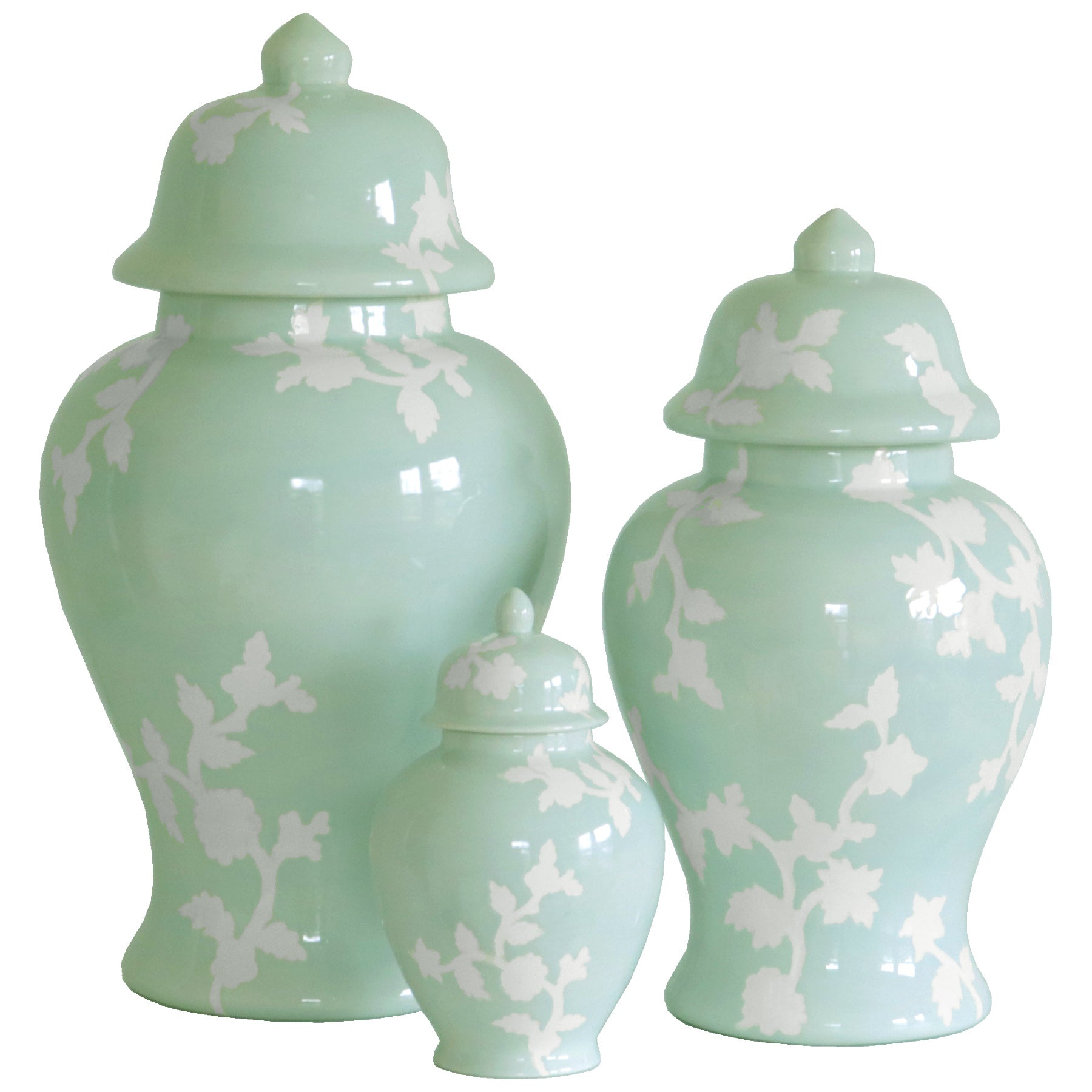 Chinoiserie Dreams Ginger Jars in Sea Glass - Aware House