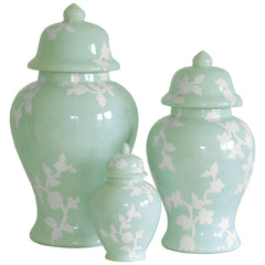 Chinoiserie Dreams Ginger Jars in Sea Glass - Aware House