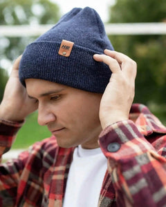 Classic Cuffed Beanie, Denim Blue - Aware House - HAAKWEAR USA -