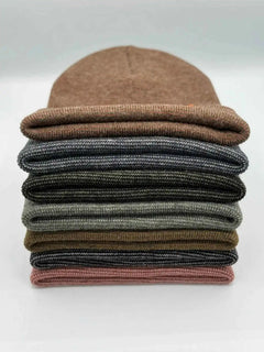 Classic Fusion Cuffed Beanie, Burgundy and Green - Aware House - HAAKWEAR USA -