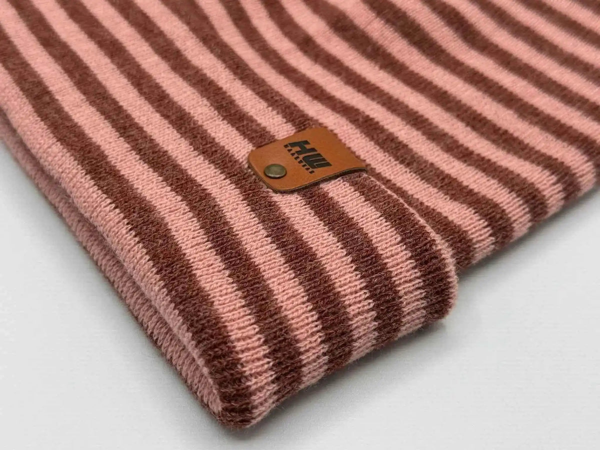 Classic RoRo Cuffed Beanie, Burgundy and Pink-zoom-3