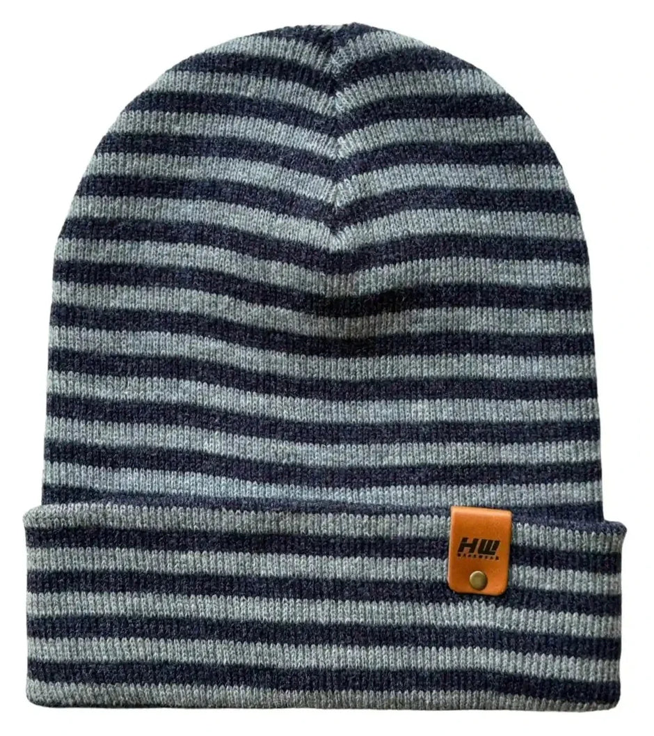 Classic RoRo Cuffed Beanie, Gray and Denim Blue - Aware House - HAAKWEAR USA -