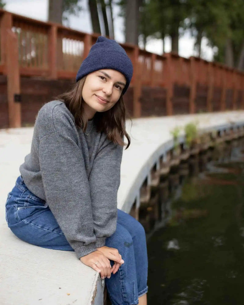 Classic Silent Cuffed Beanie, Denim Blue-zoom-