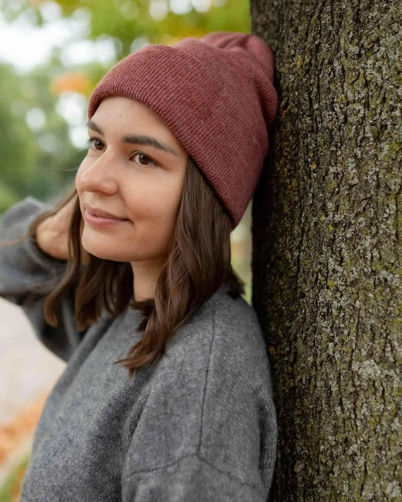 Classic Silent Cuffed Beanie, Rusty Burgundy-zoom-