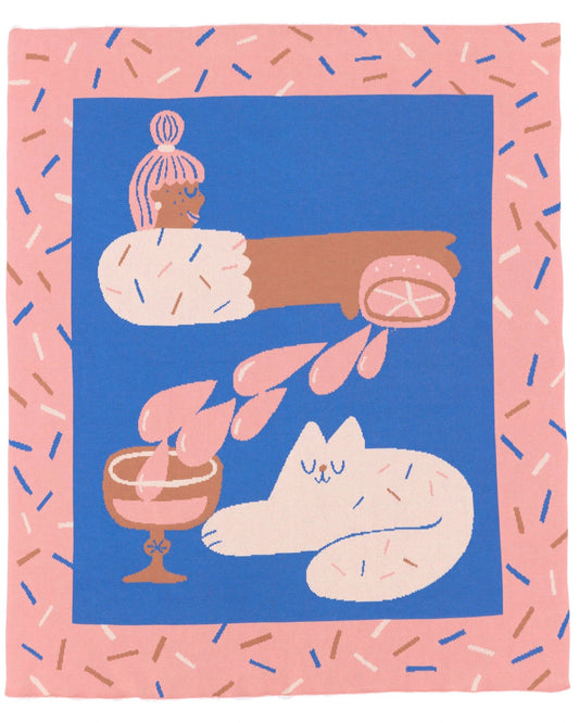 Cocktail Cat Throw Blanket