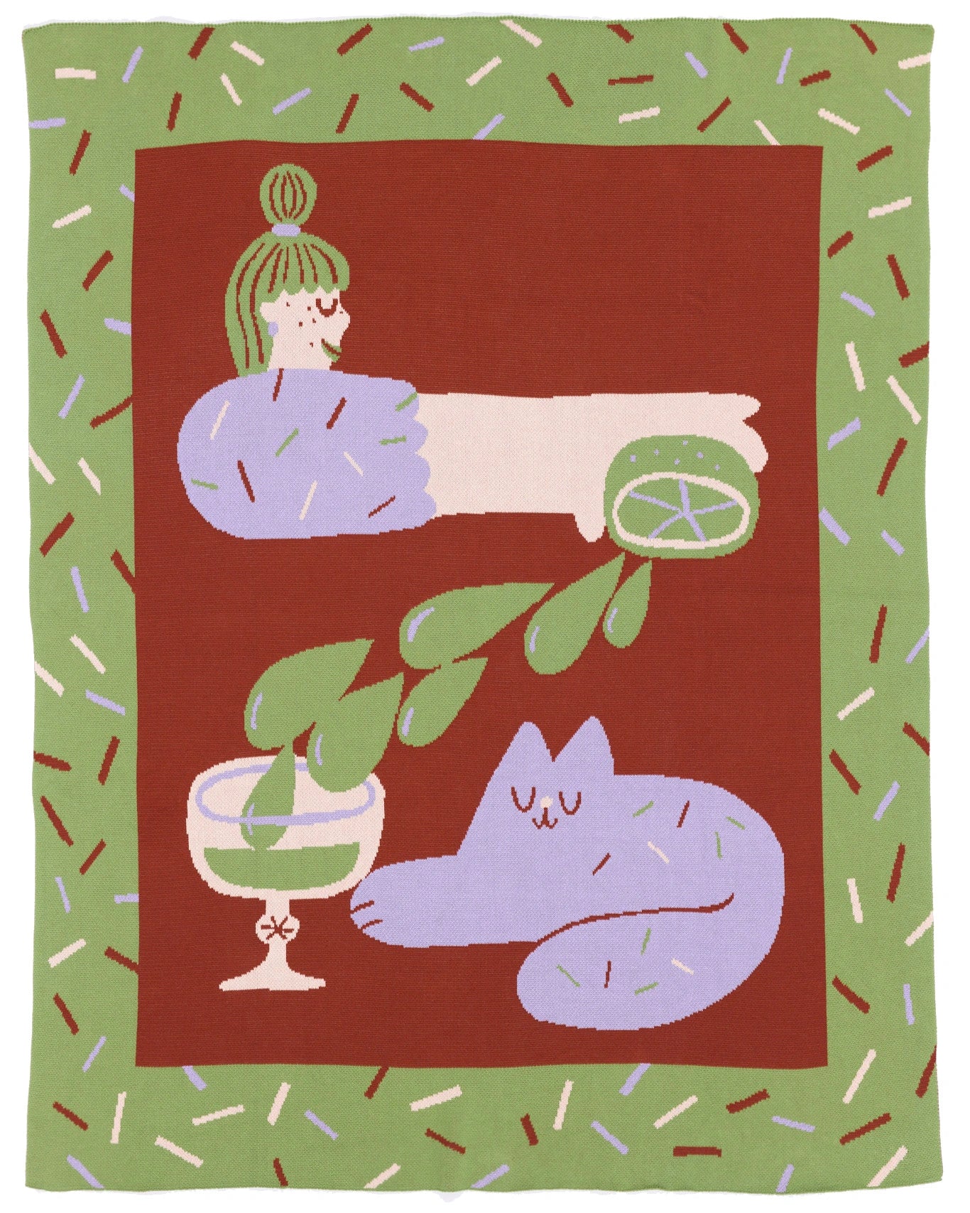 Cocktail Cat Throw Blanket