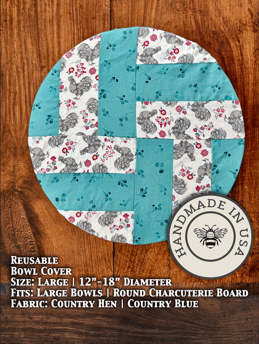 Large Reusable Cotton Bowl Cover | Eco - Friendly Kitchen Cover - Aware House - Five Oaks Farm - 