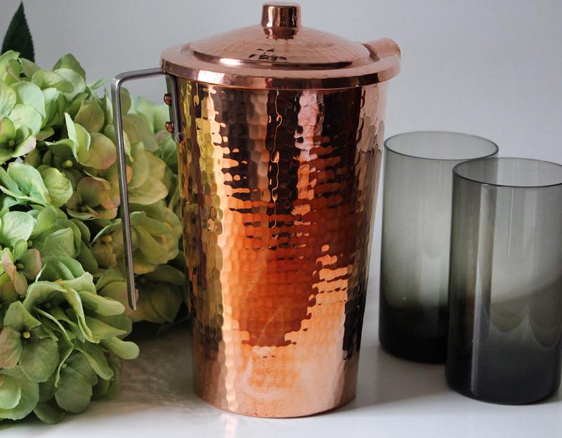 Gangotri Copper Water Pitcher with Lid-zoom-