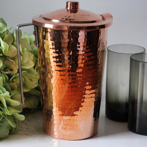 Gangotri Copper Water Pitcher with Lid-zoom-