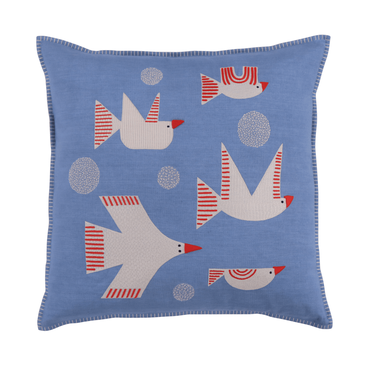 Hand Embroidered Birds Pillow Cover | In Flight - Aware House - Neem Crafts -