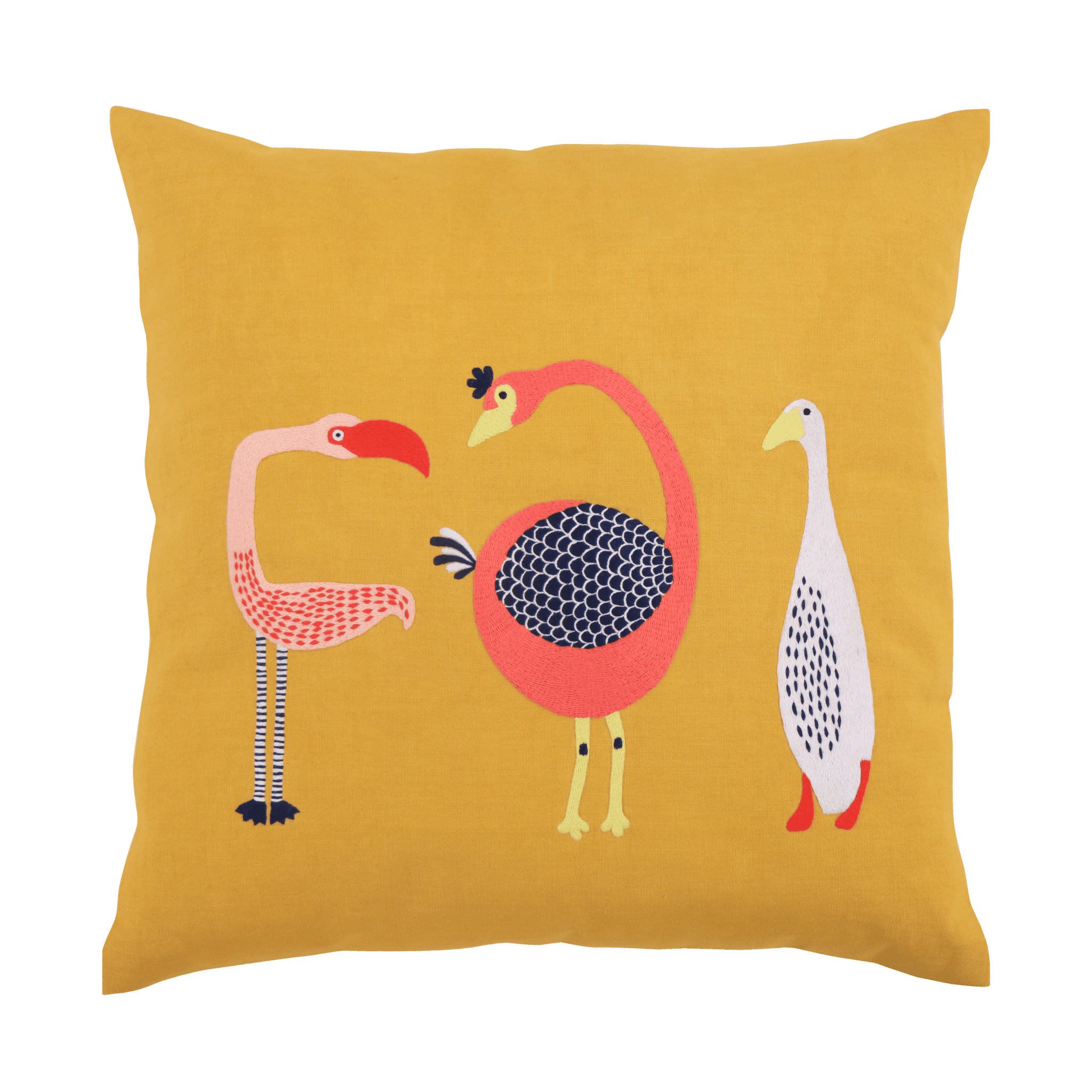 Hand Embroidered Birds Pillow Cover | 20" x 20" - Aware House - Neem Crafts -