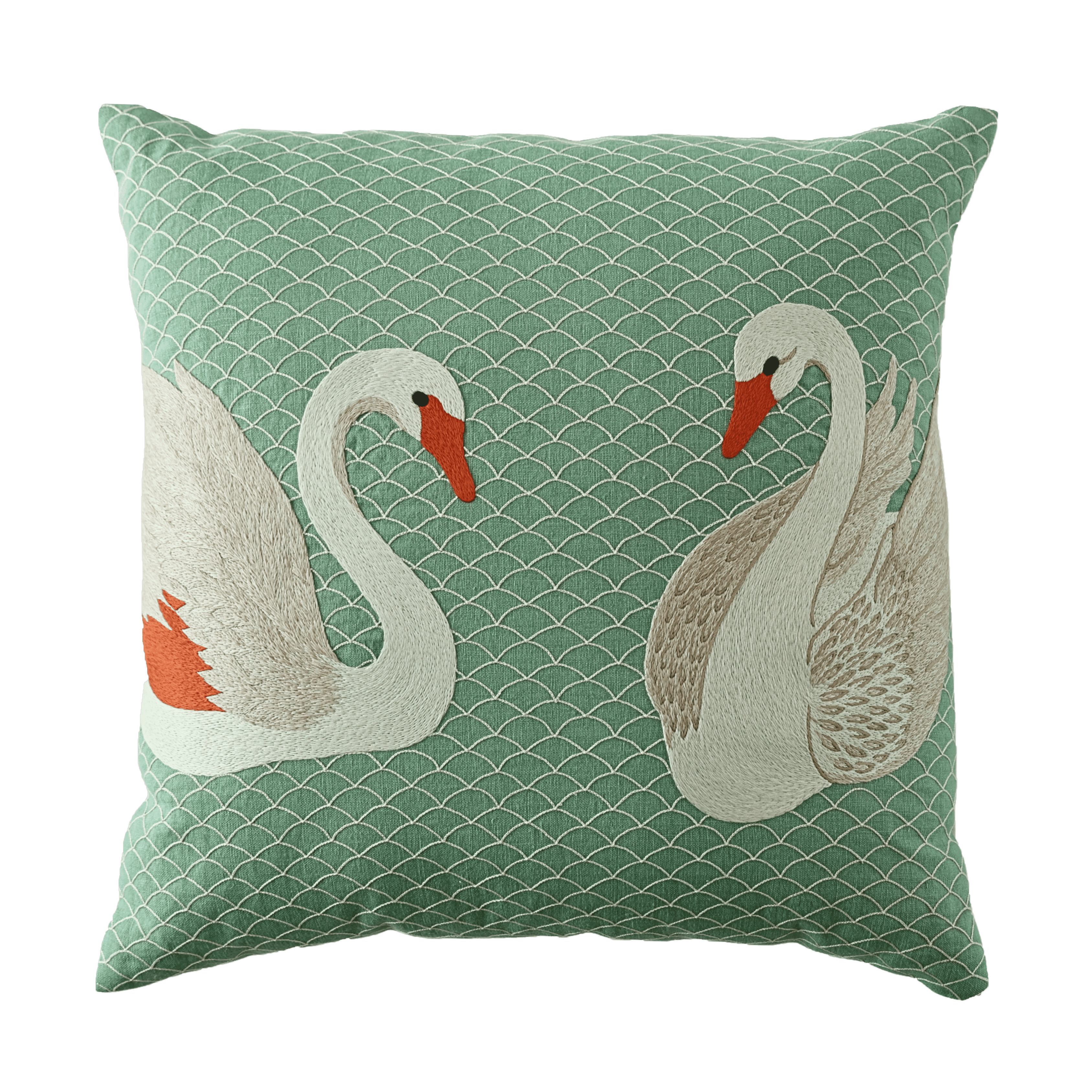 Hand Embroidered Birds Pillow Cover | Swans