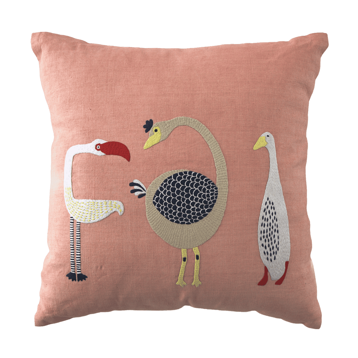 Hand Embroidered Birds Pillow Cover | 20" x 20" - Aware House - Neem Crafts -