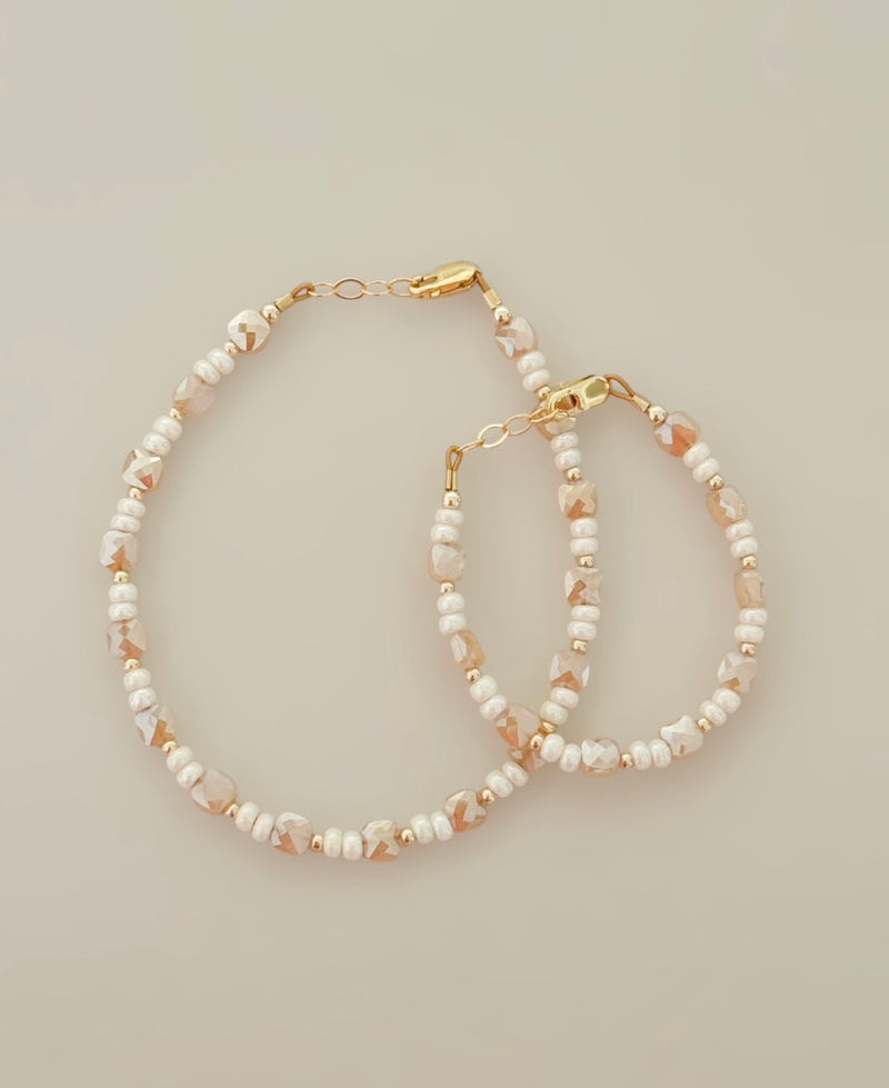 Gold & Cream Shimmer Bracelet | 14K Gold Filled-zoom-