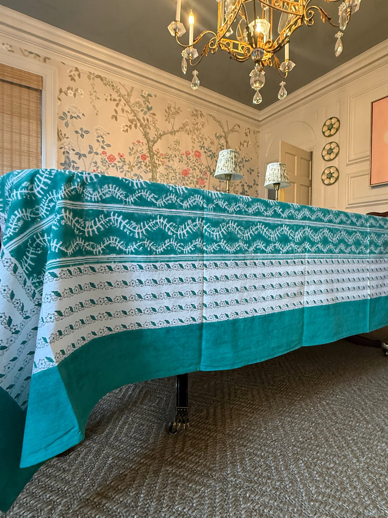 Bluebell Tablecloth in Emerald-zoom-