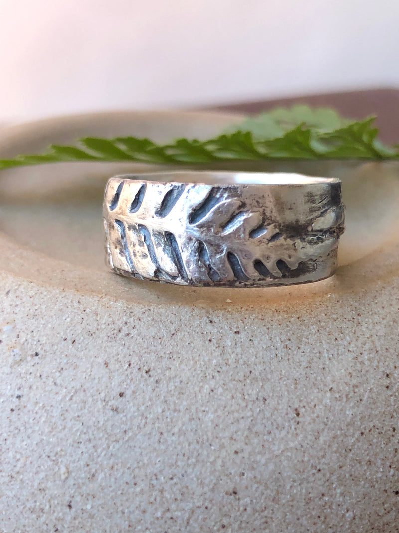 Fern Ring Band | Recycled Sterling Silver-zoom-