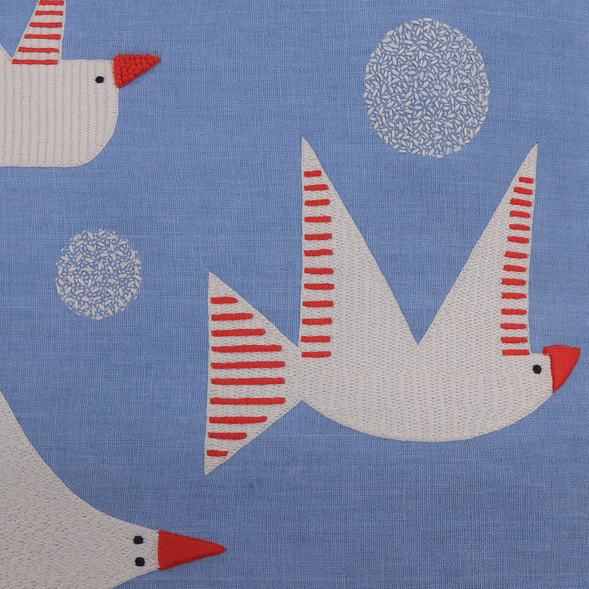 Hand Embroidered Birds Pillow Cover | In Flight-2