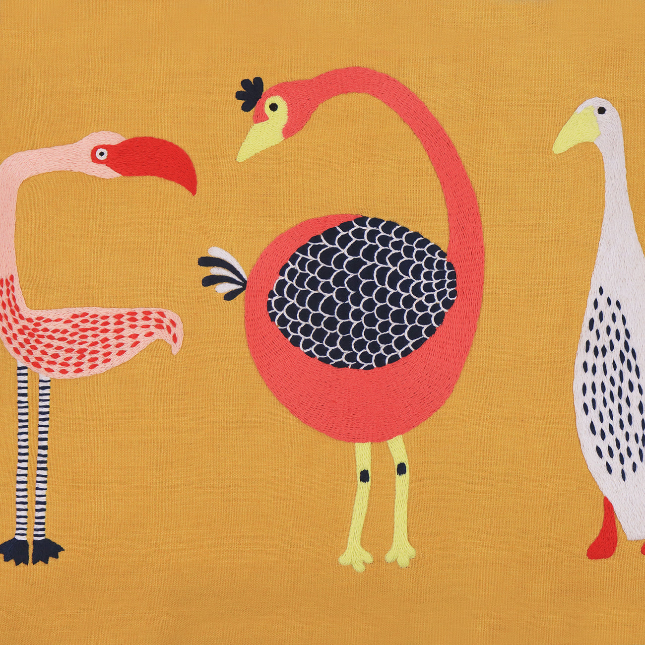 Hand Embroidered Birds Pillow Cover | 20" x 20"