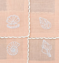 Hand Embroidered Marine Life Cocktail Napkins | Set of 4 - Aware House