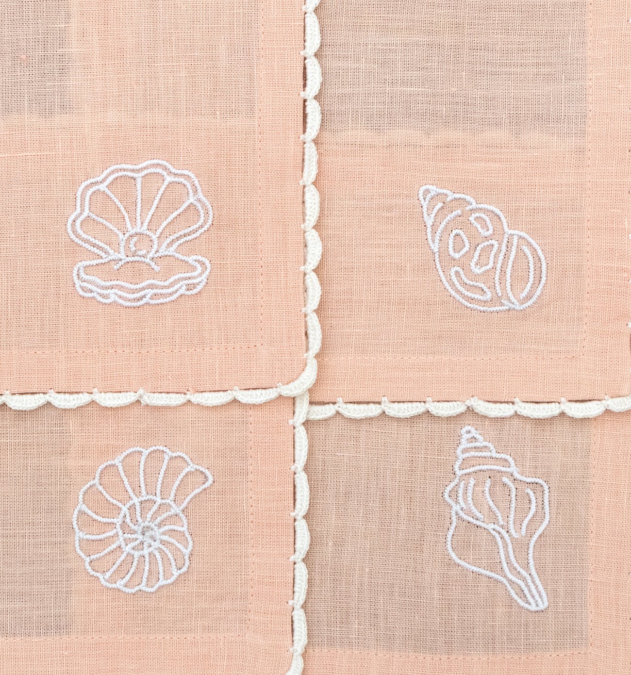 Hand Embroidered Marine Life Cocktail Napkins | Set of 4 - Aware House