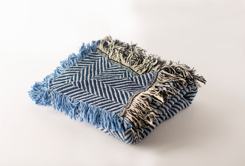 Henry — Chambray - Reversible Woven Blanket with Fringe-zoom-